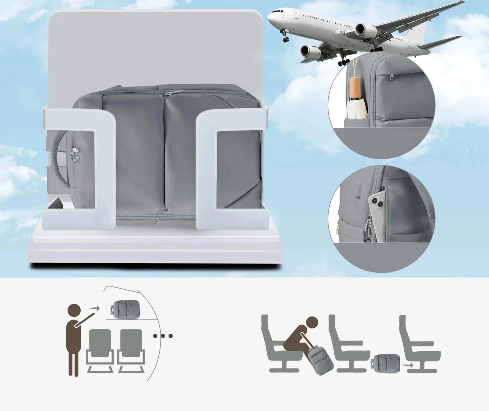 Sac à Dos Avion 40x20x25 - Collection SkyTravel